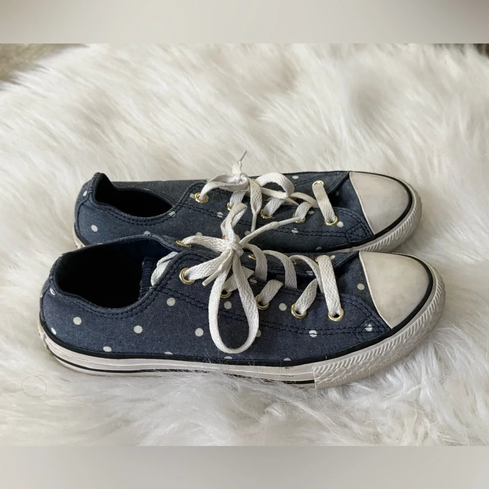 Converse Navy Polka Dot Low-Top Sneakers with White Accents